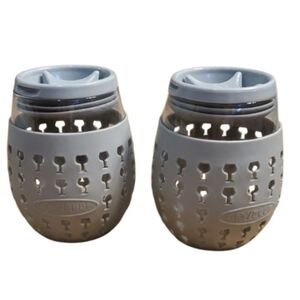 Goverre Gray Stemless Portable Wine Glass Tumblers With Silicone Sleeve & Lid‎
